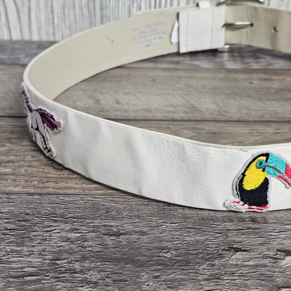 Y2K Coquette Novelty Patch White Belt Unicorn‎ Rainbow Indie Kitsch Women's S/M